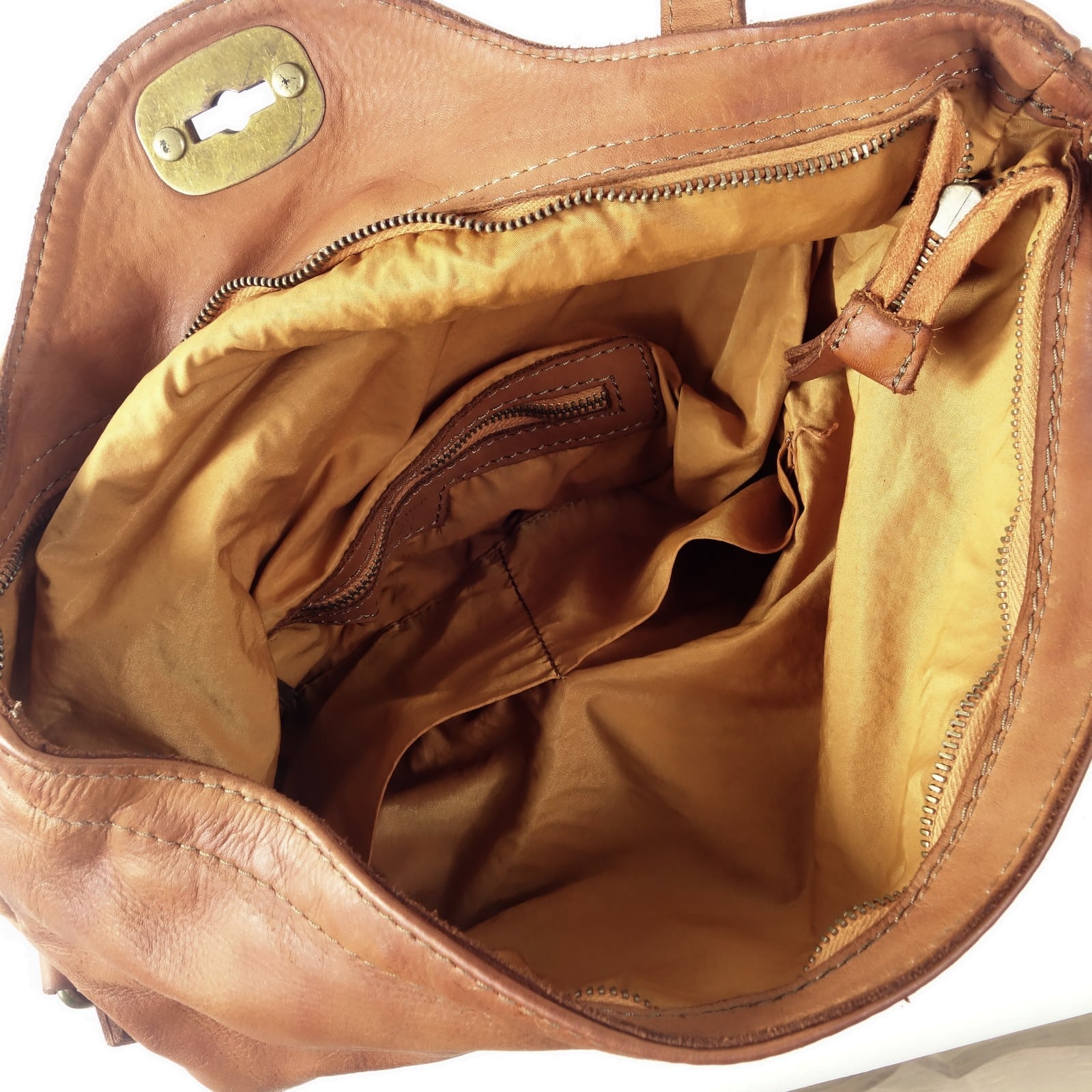 Collection Esprit Cuir Basile Sac à Dos Cuir Camel PC 15 Pouces