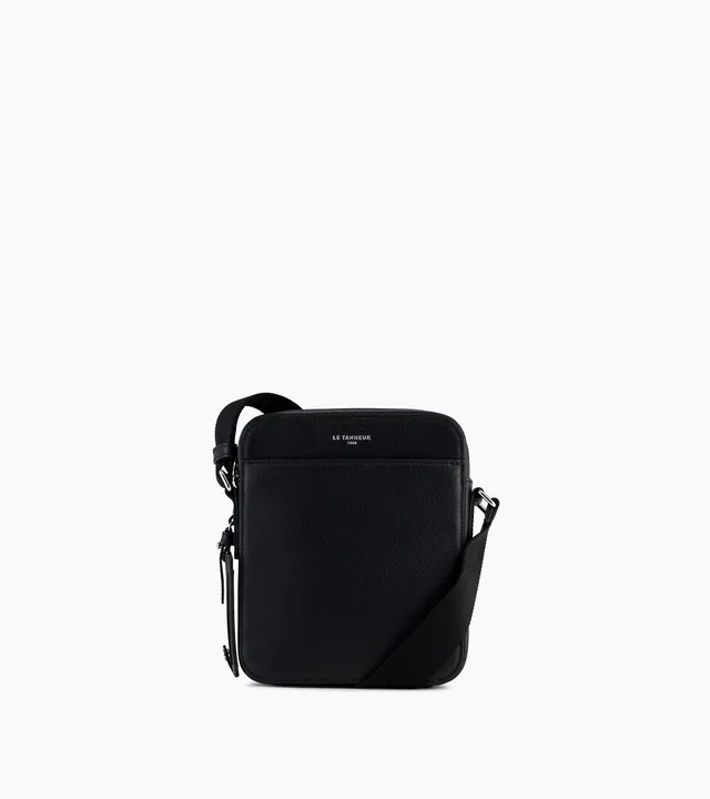 Le Tanneur Emile petite sacoche zippée cuir noir Black