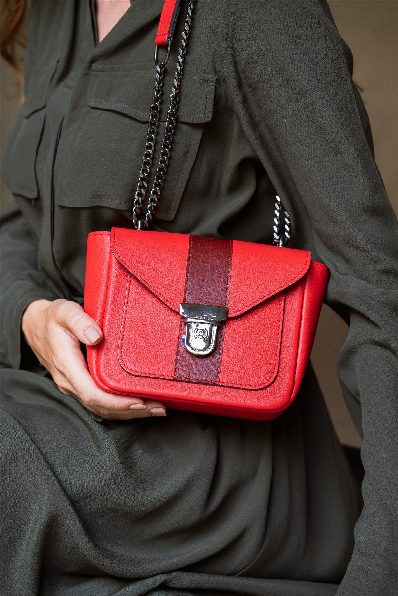 Nodie's Isaac rouge grainé mini sac bandoulière cuir