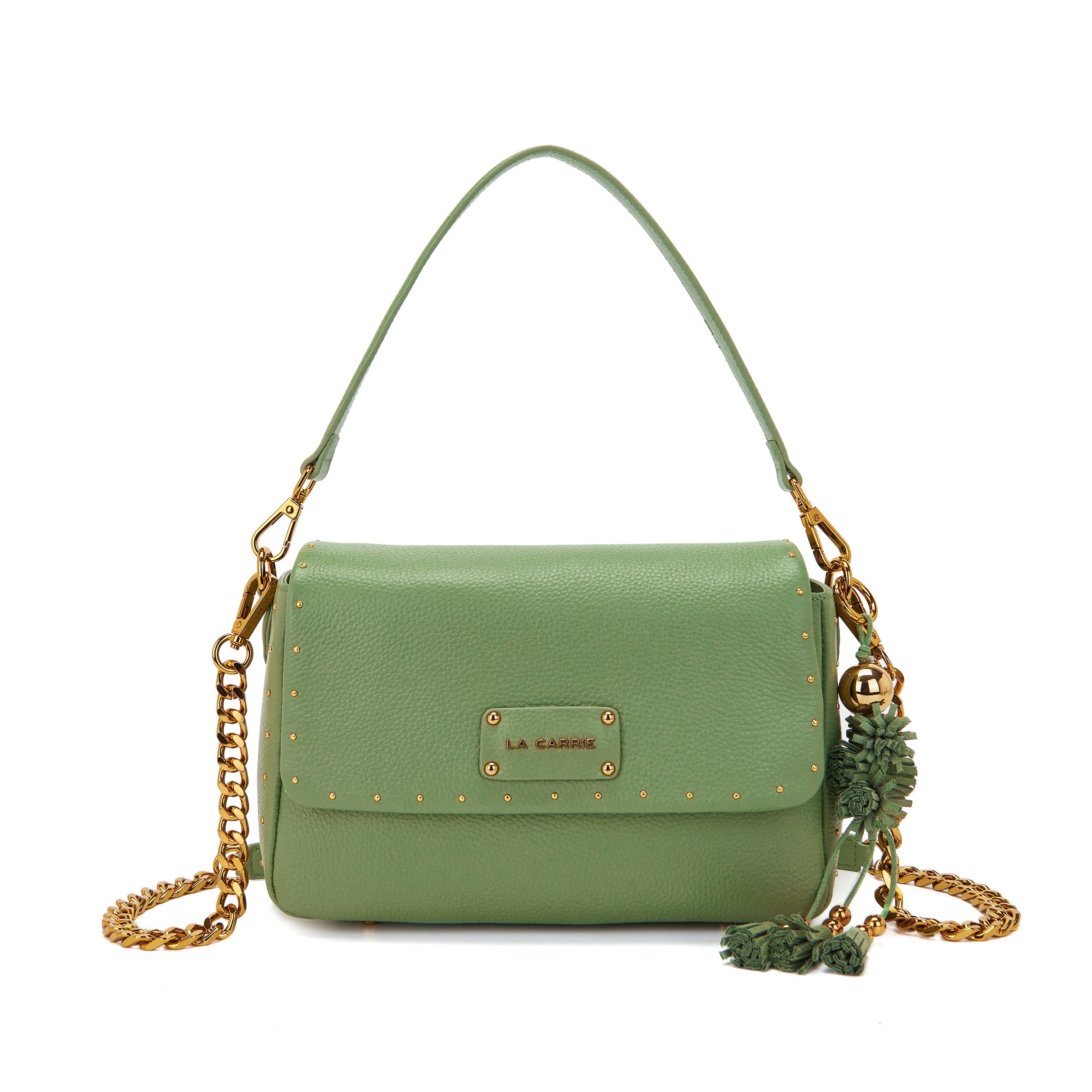 La Carrie Basic sac bandoulière sauge 29,5x12x16 cuir martelé
