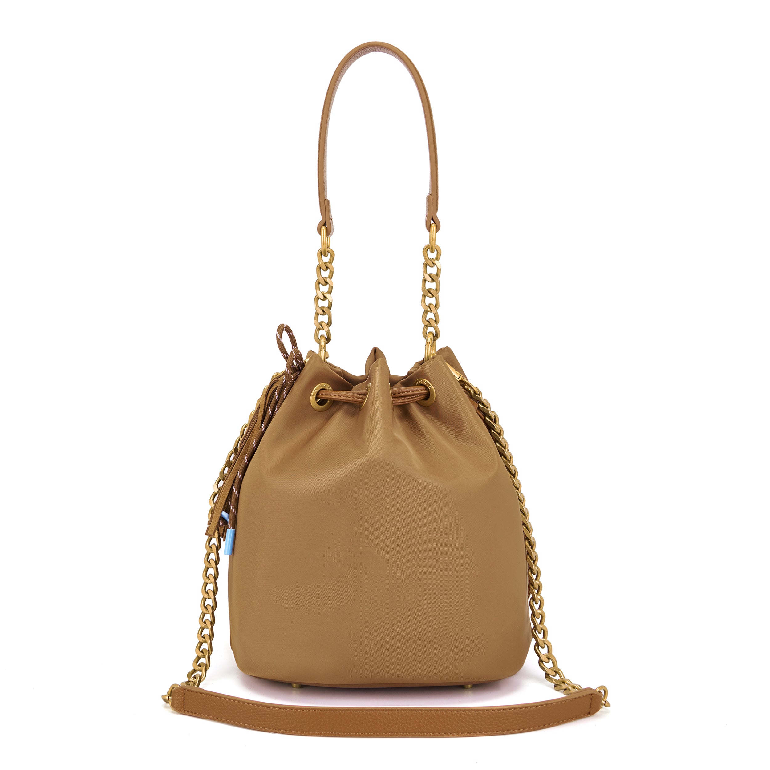 La Carrie Dark Wave sac seau nylon cognac 24x17x26