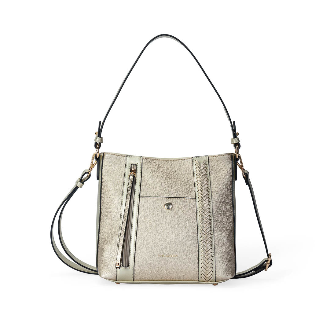 MAC ALYSTER CONTRASTE sac épaule cognac grainé 25,5 cm