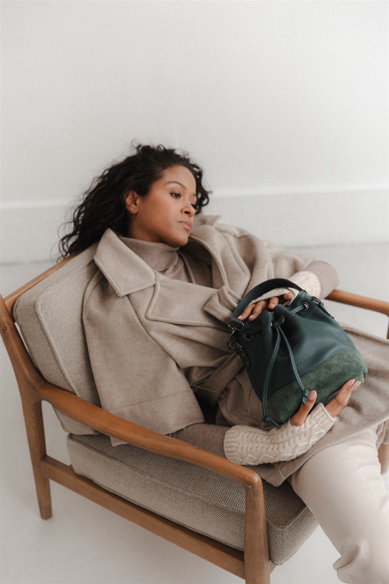 Nodie's Tommy sac seau épaule vert sapin grainé cuir