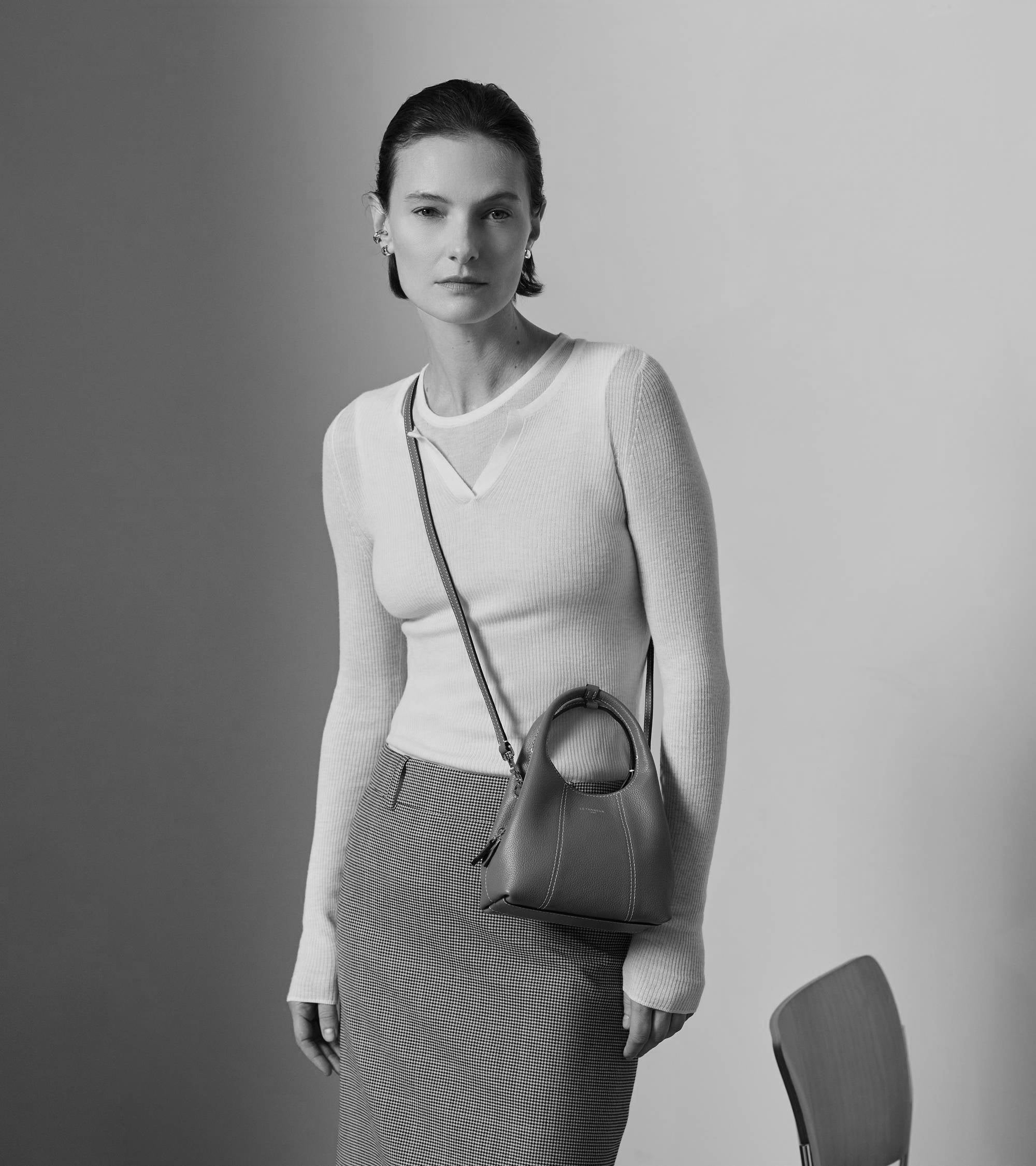 Le Tanneur Juliette mini sac à main cuir grainé blanc