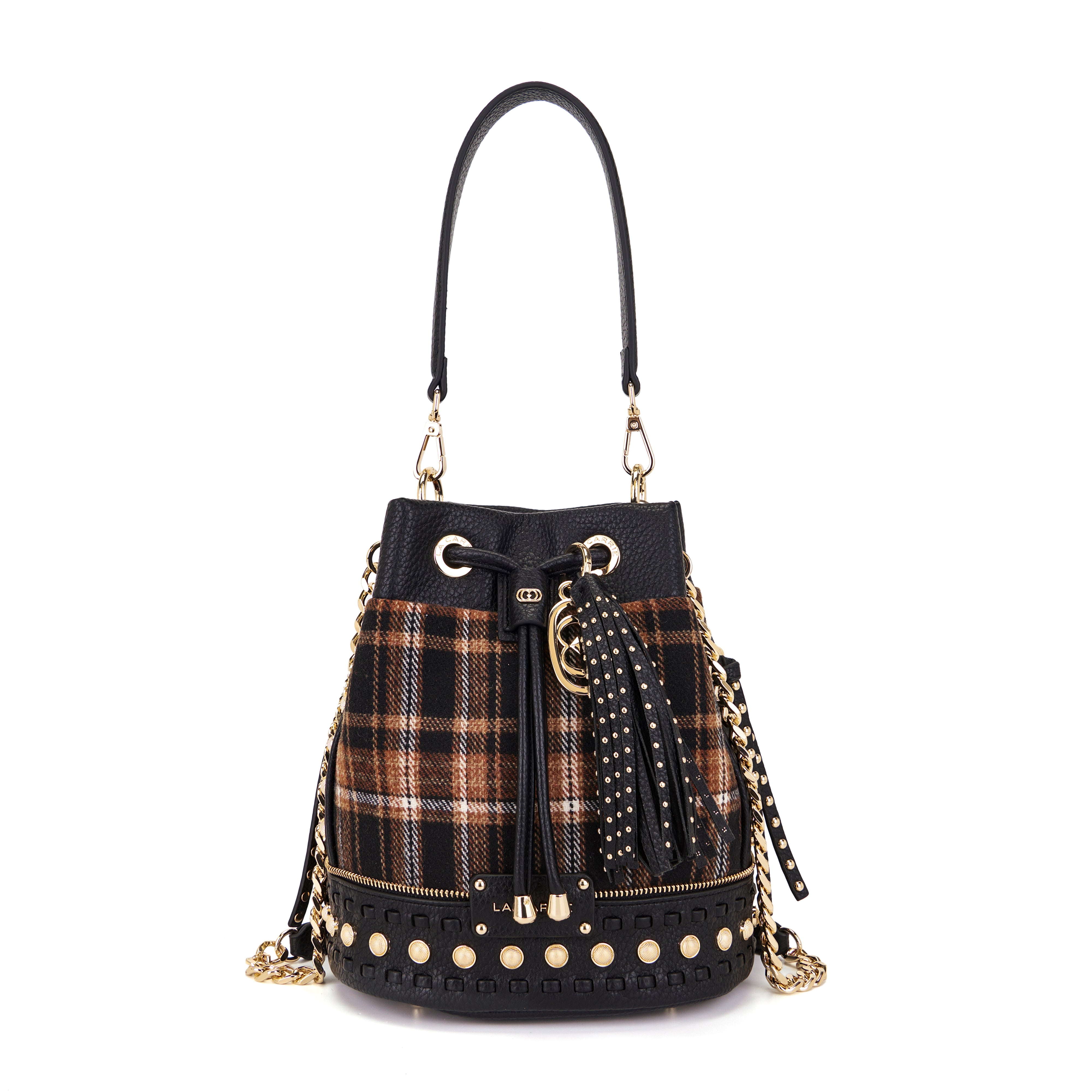 La Carrie Scottish sac seau marron 26 cm tartan