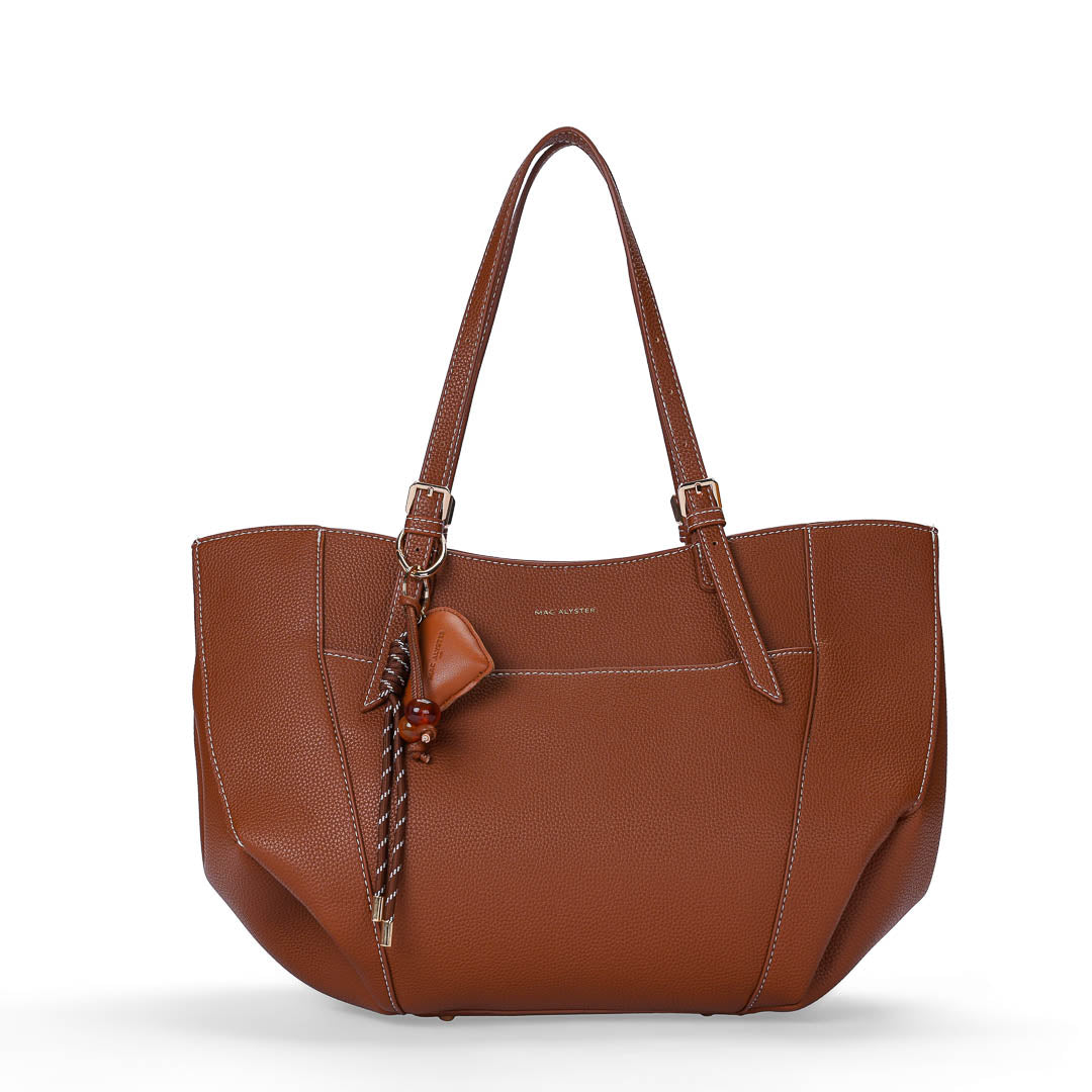 Mac Alyster Harmonia sac cabas moumoute cognac extensible