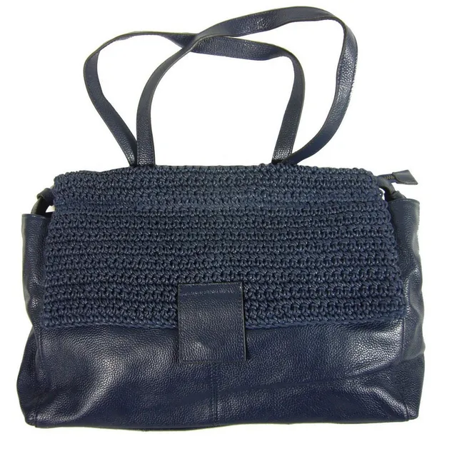 Collection Esprit Cuir MARGOT sac à main cuir bleu nuit rabat