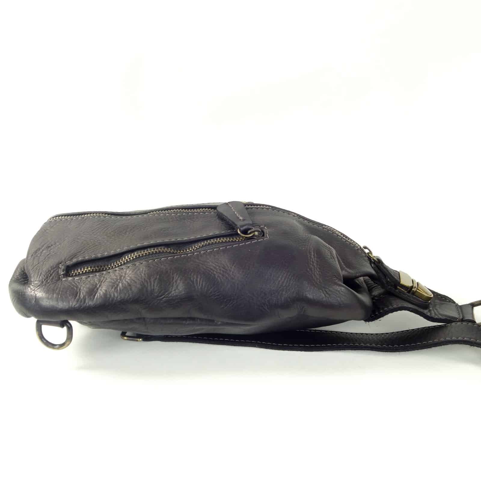 Collection Esprit Cuir ACHILLE sac banane cuir noir holster