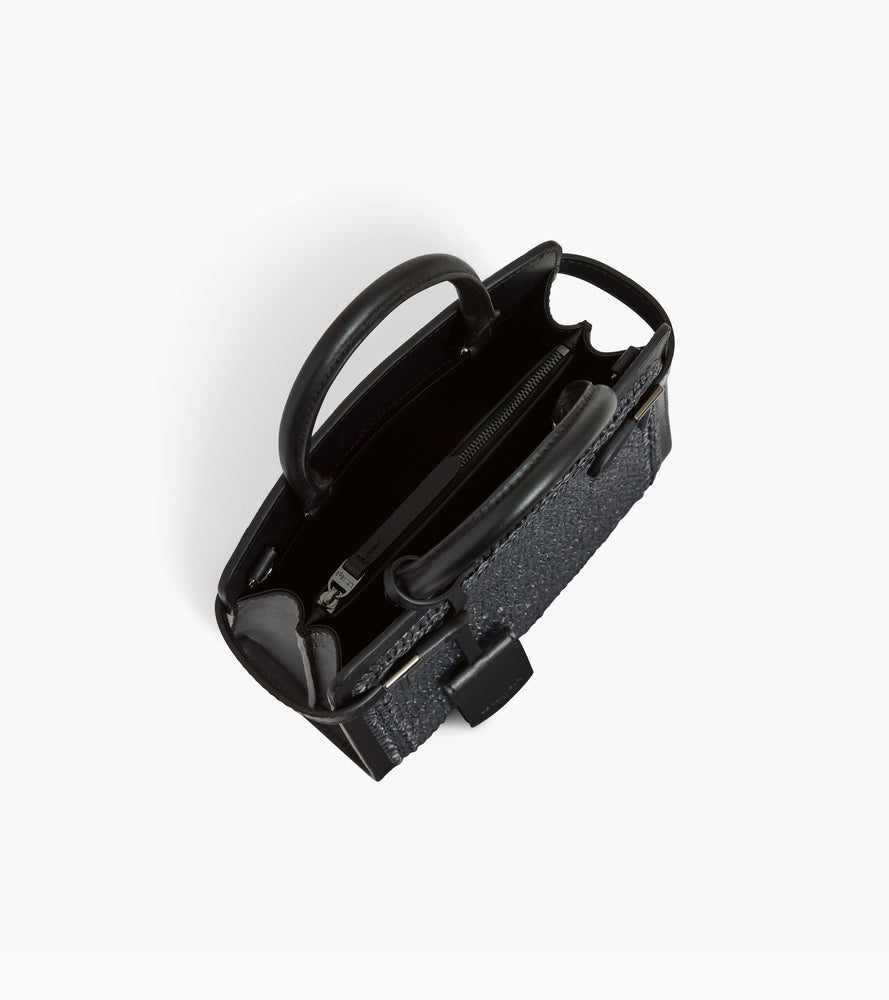 Le Tanneur Emilie petit sac à main raphia cuir lisse noir