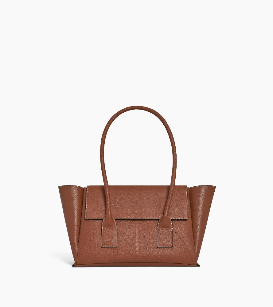 Le Tanneur Elena Sac Cabas Moyen Rabat Cuir Grainé Marron