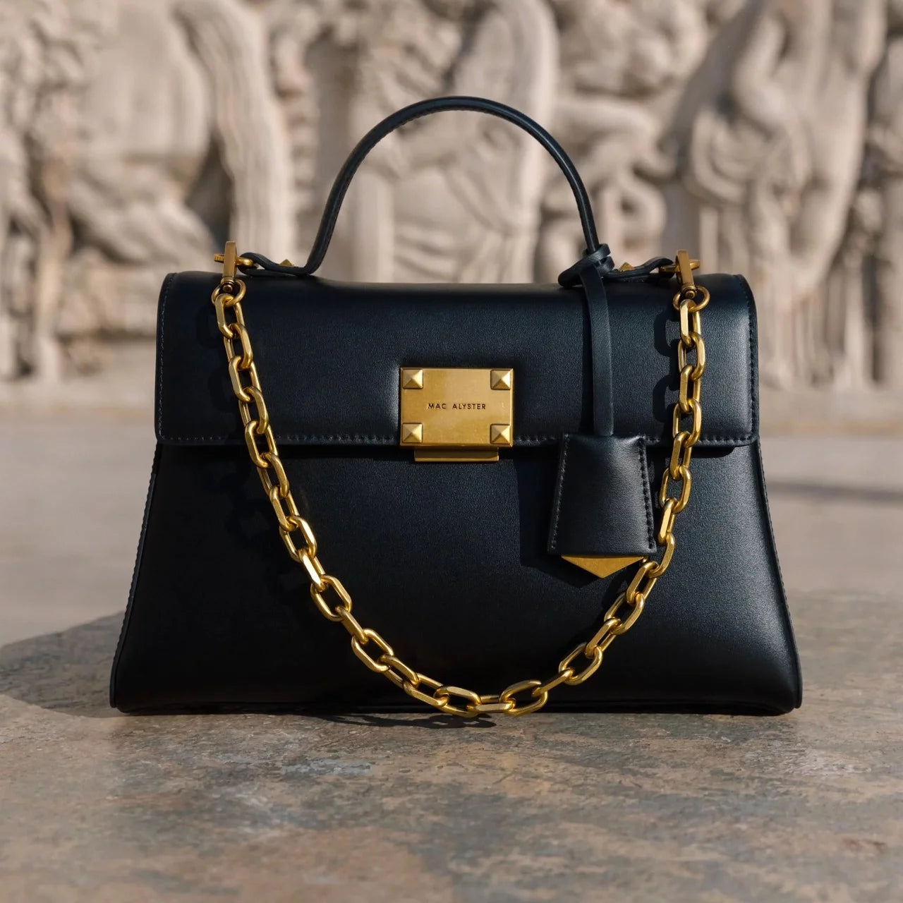 MAC ALYSTER Mélyssa sac à main cuir noir 30 cm