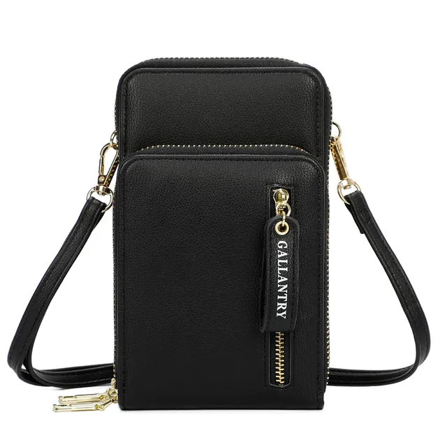 Gallantry Sacs Bandoulière Pochette Smartphone Noir Simili Cuir 11x18cm