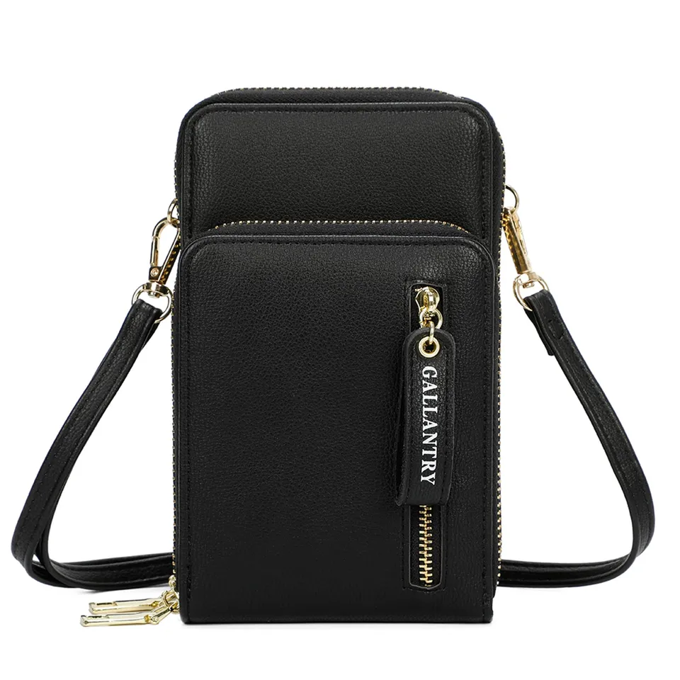 Gallantry Sacs Bandoulière Pochette Smartphone Noir Simili Cuir 11x18cm