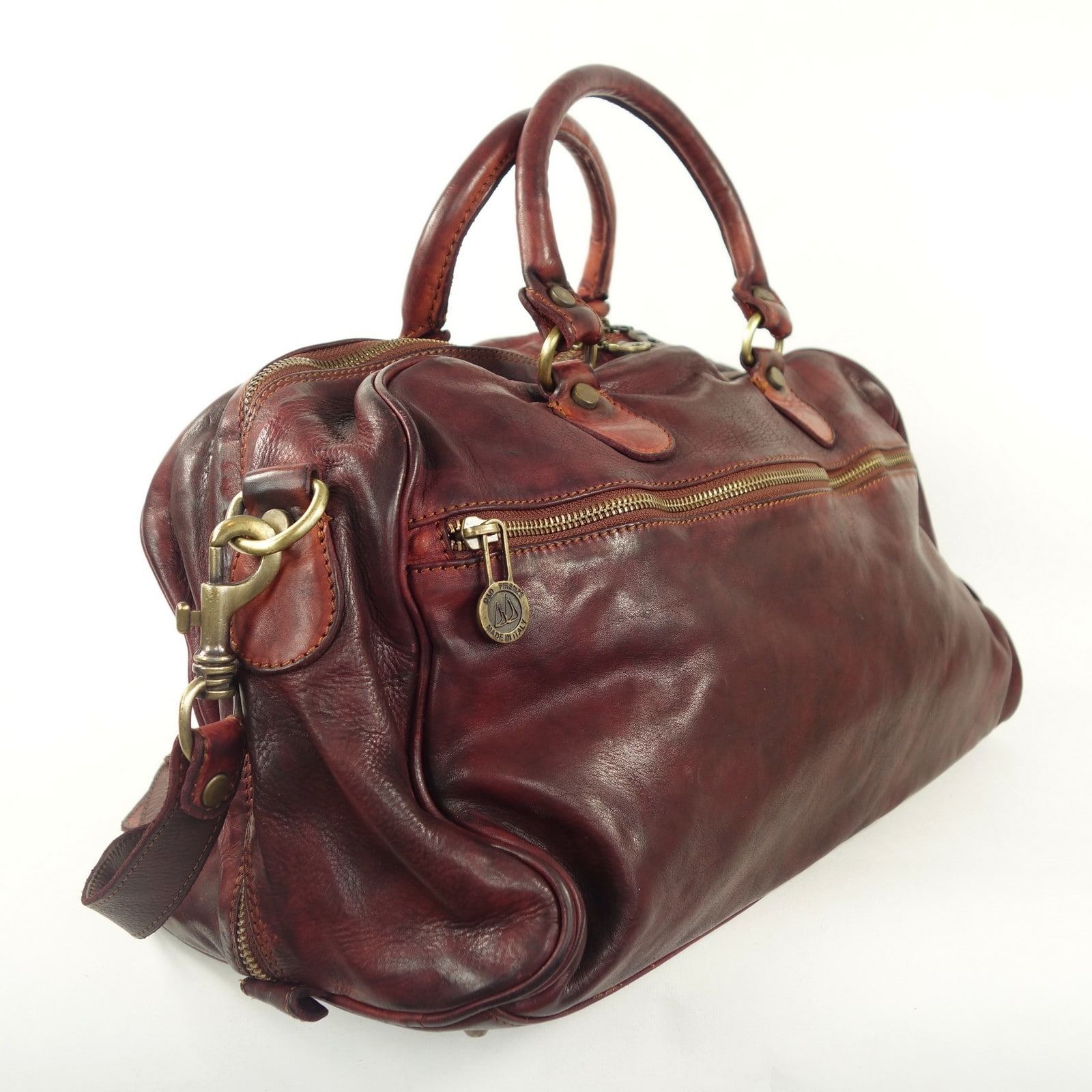 Collection Esprit Cuir Fabio sac week-end cuir bordeaux femme