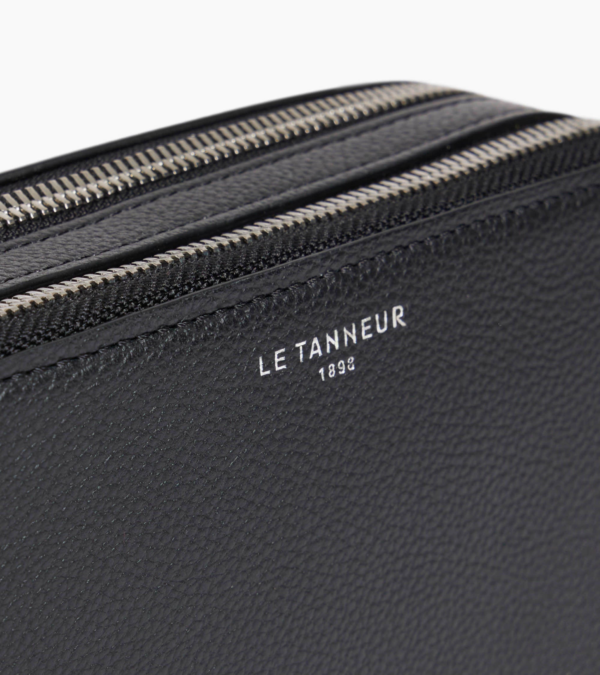Le Tanneur Emile petite sacoche cuir grainé noir 2 zips