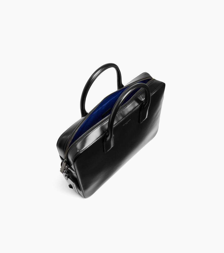 Le Tanneur Emile porte-documents cuir lisse Black 14 pouces