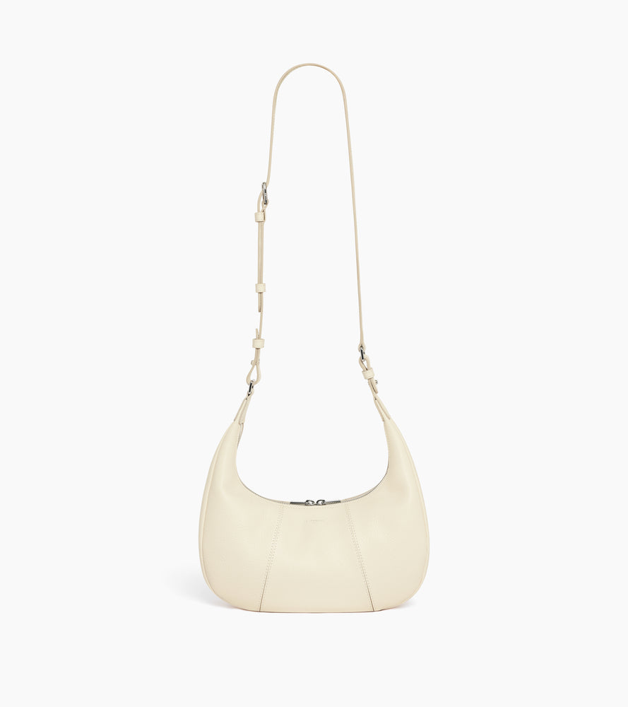 Le Tanneur Juliette petit sac hobo cuir blanc fleur de sel