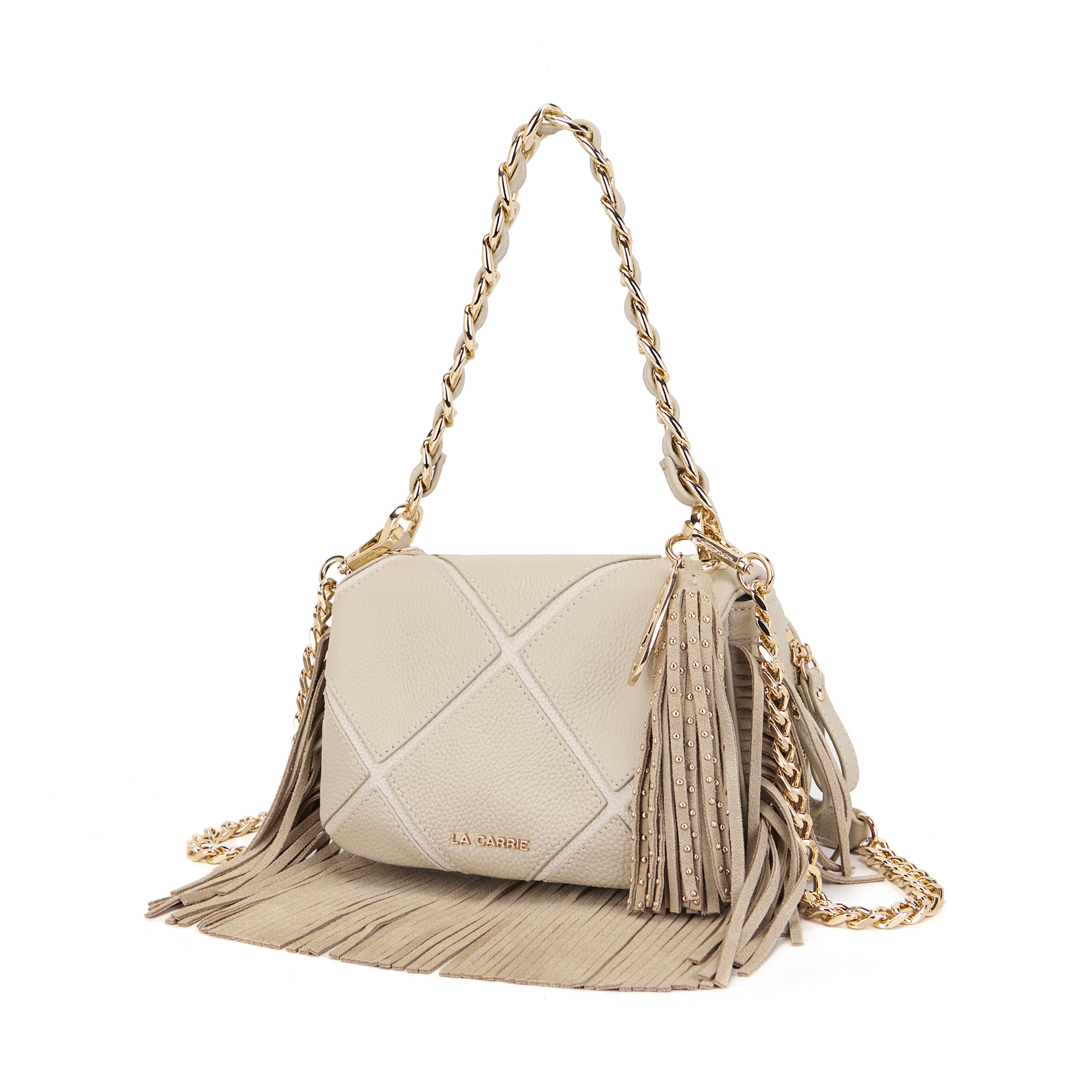 La Carrie Isabel sac bandoulière ivoire 21 cm cuir grainé