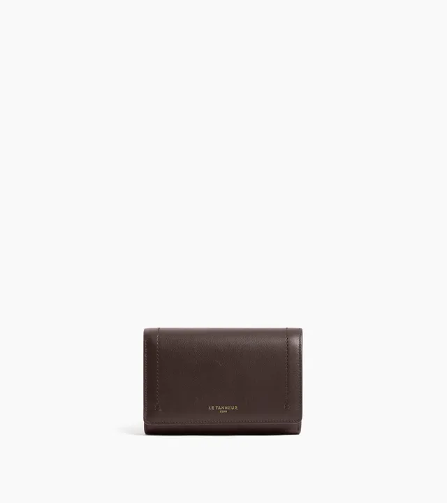 Le Tanneur Louison portefeuille rabat cuir lisse Brown Arabica