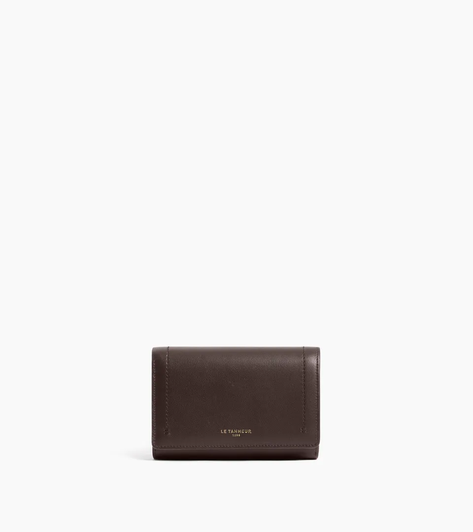 Le Tanneur Louison portefeuille rabat cuir lisse Brown Arabica