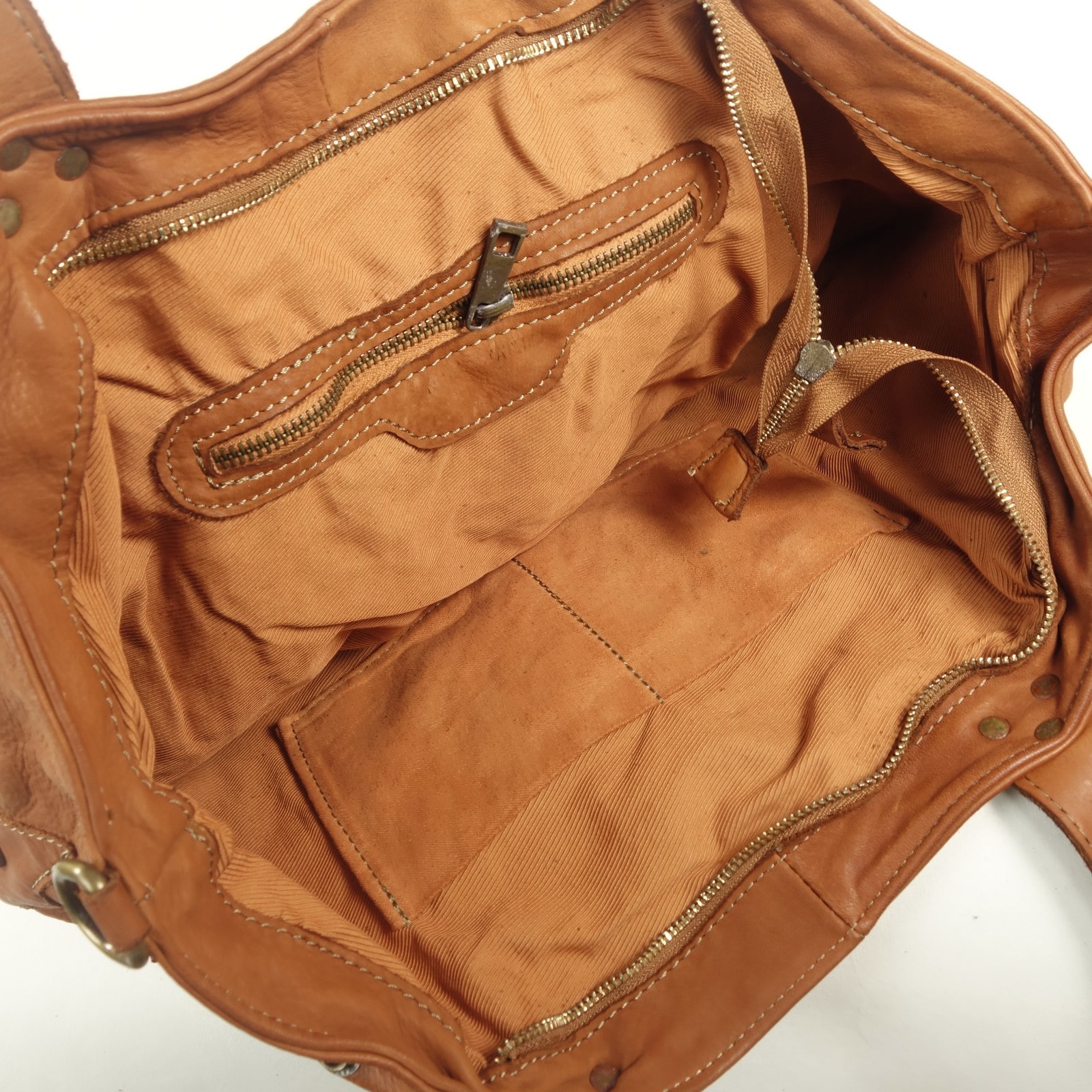 Collection Esprit Cuir Lili grand cabas XL naturel cuir clouté