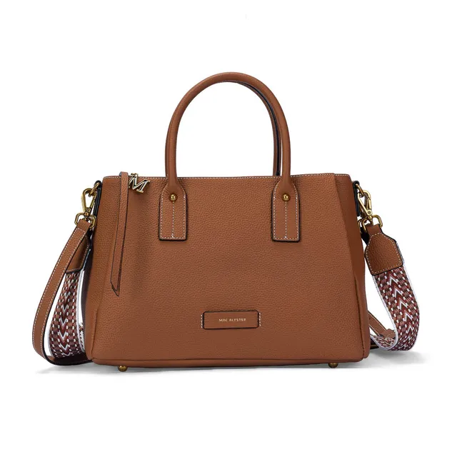 MAC ALYSTER Giulia sac à main Marron Cognac cuir vachette
