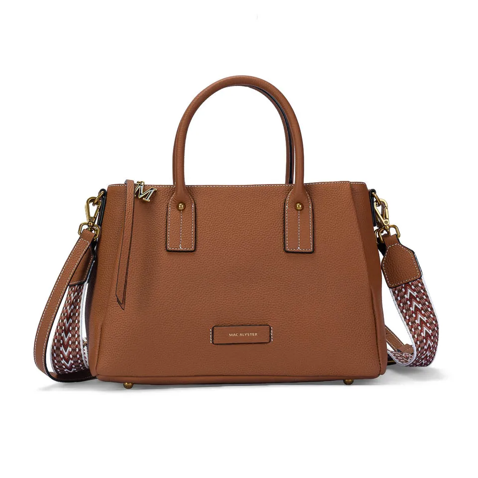 MAC ALYSTER Giulia sac à main Marron Cognac cuir vachette