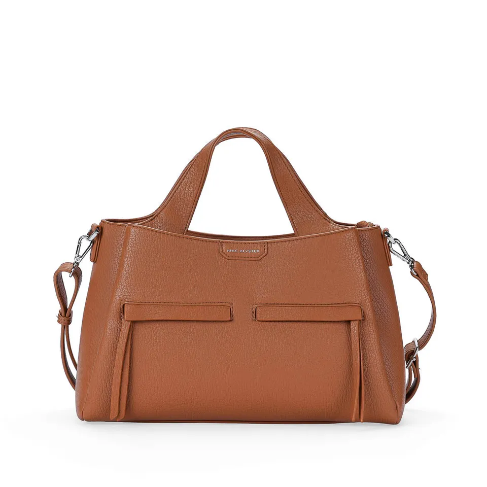 MAC ALYSTER FAUVE sac à main trapèze cognac bandoulière