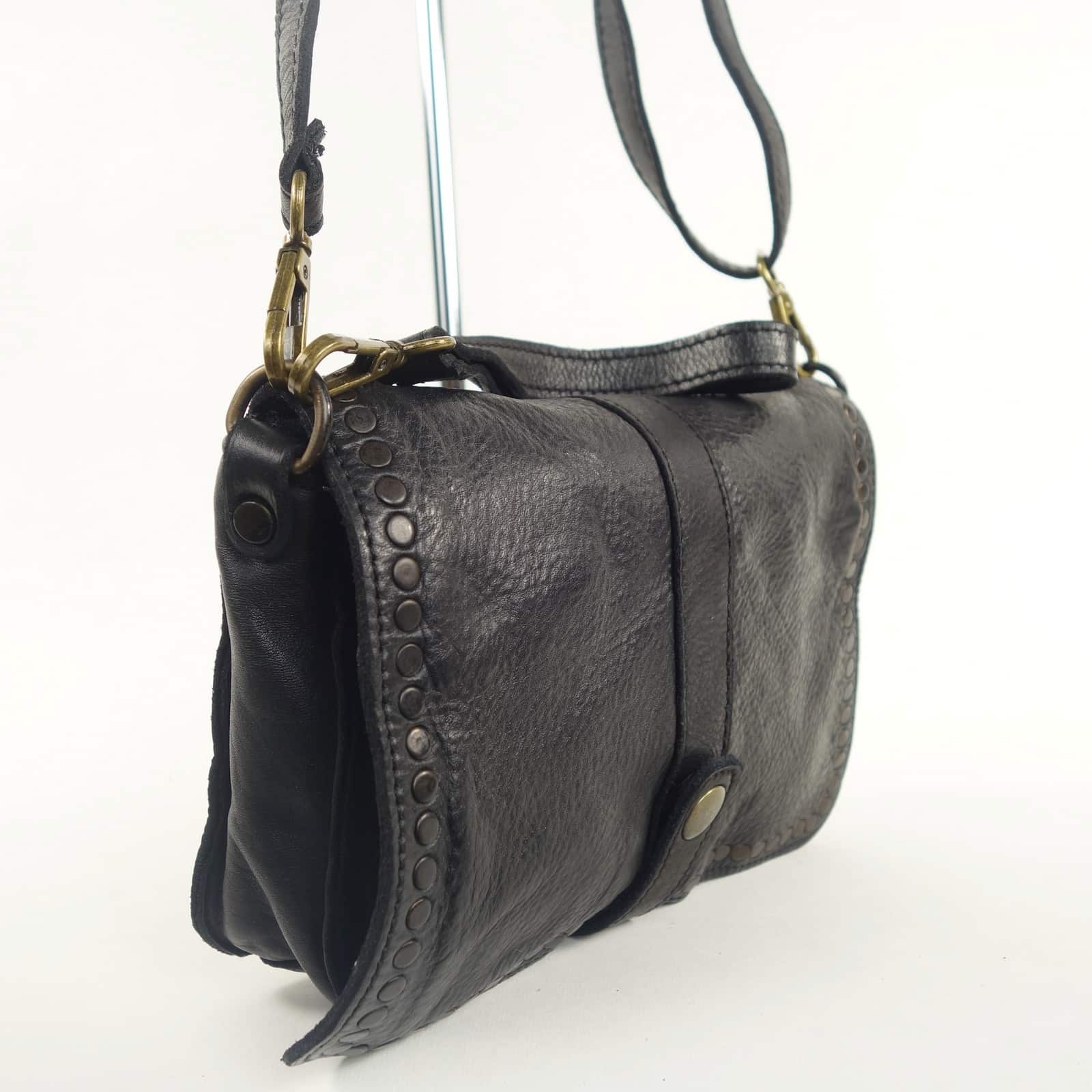 Collection Esprit Cuir Sac pochette GENA mini sac cuir noir bandoulière