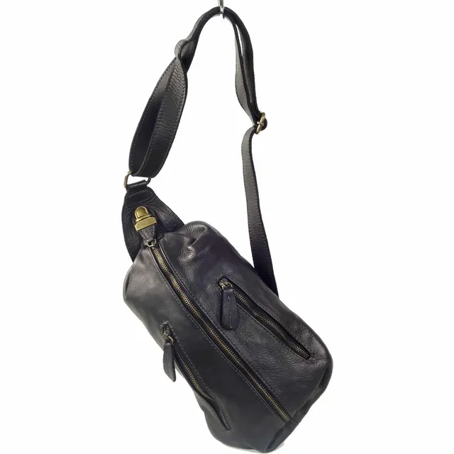 Collection Esprit Cuir ACHILLE sac banane cuir noir holster
