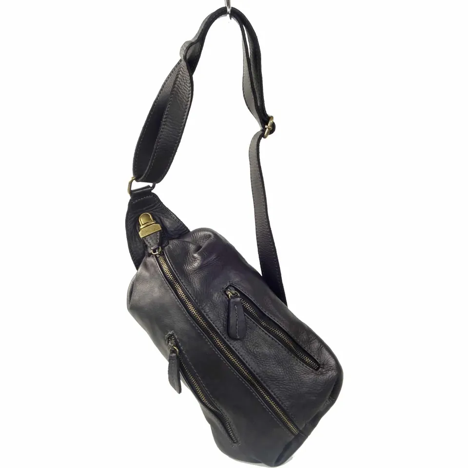 Collection Esprit Cuir ACHILLE sac banane cuir noir holster