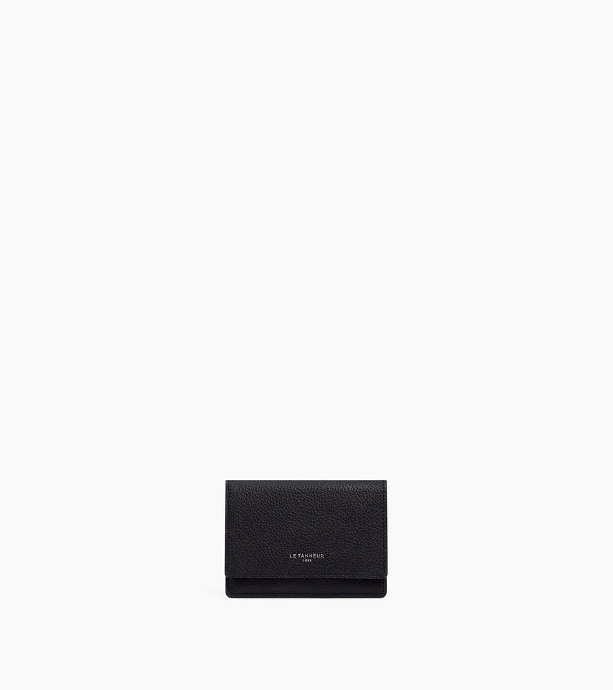 Le Tanneur Emilie porte-cartes rabat noir cuir grainé RFID
