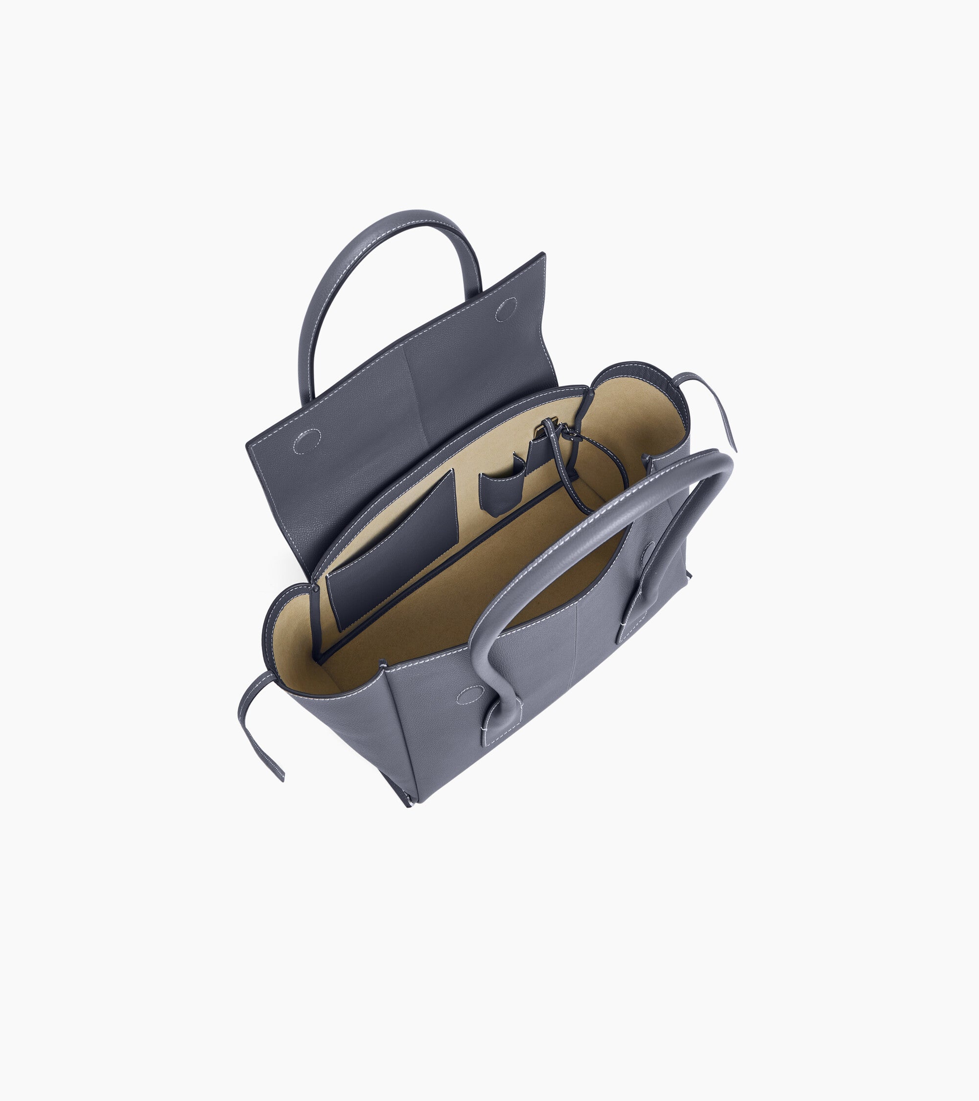 Le Tanneur Elena sac cabas cuir grainé moyen bleu acier