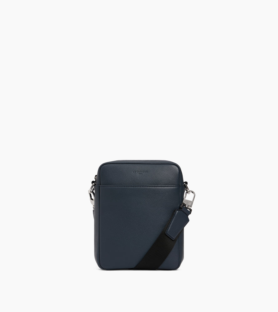 Le Tanneur Marceau petite sacoche cuir grainé bleu