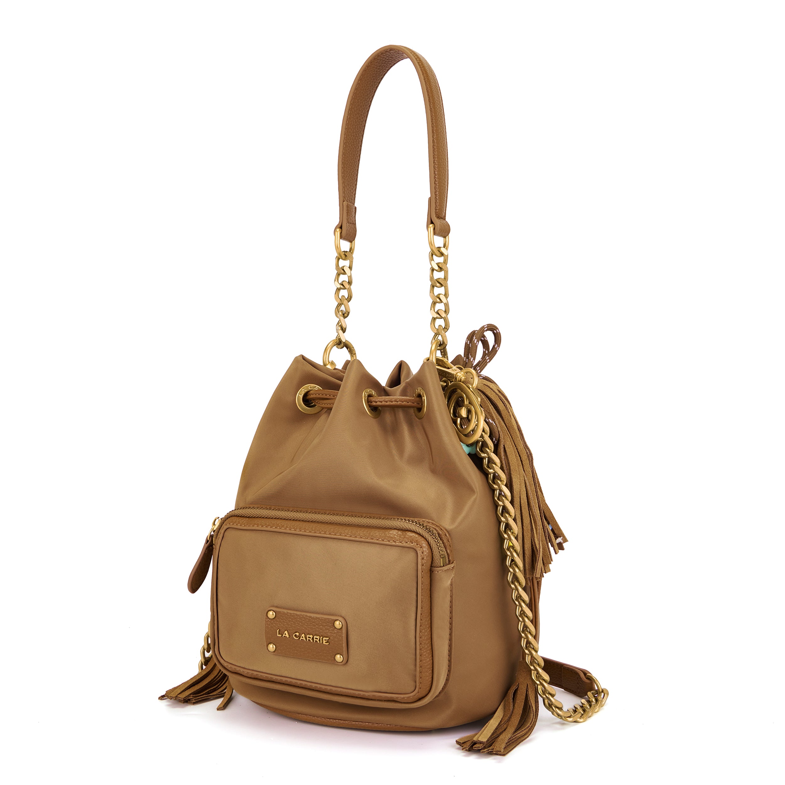 La Carrie Dark Wave sac seau nylon cognac 24x17x26