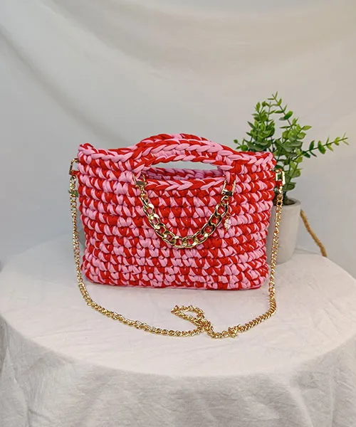 Takiri Harmony sac à main rouge rose TK527 bandoulière métal