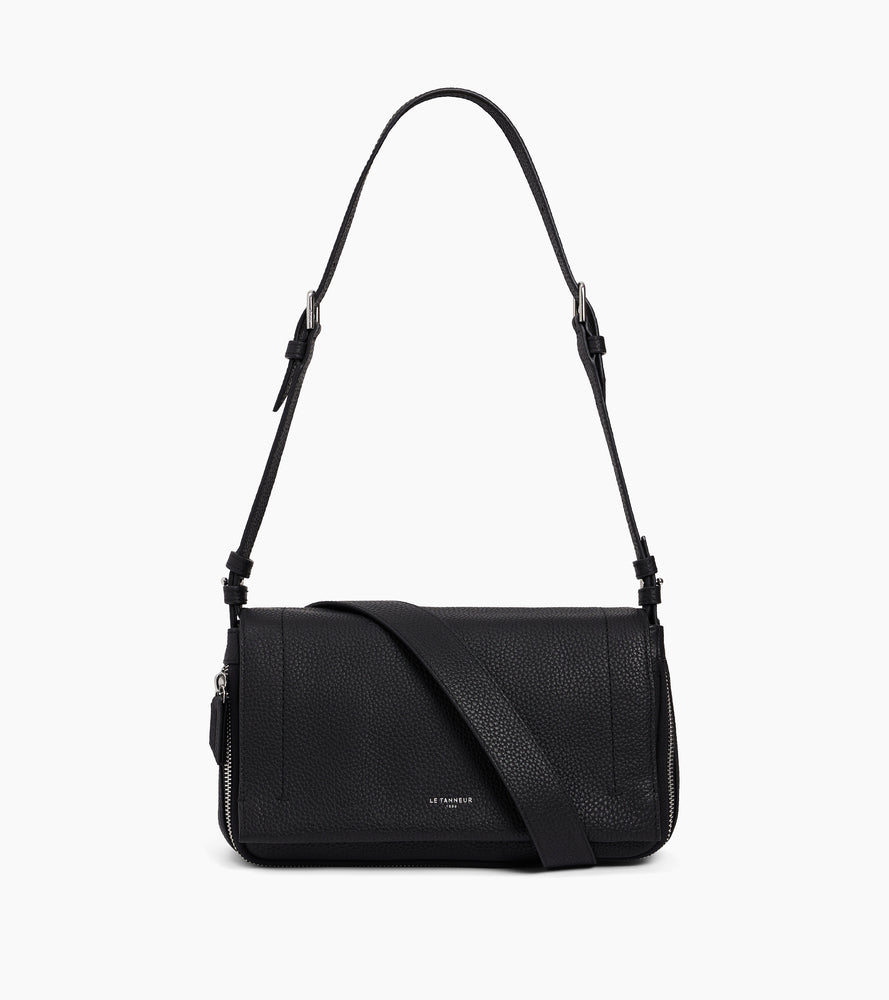 Le Tanneur Aurore petit sac bandoulière cuir grainé noir