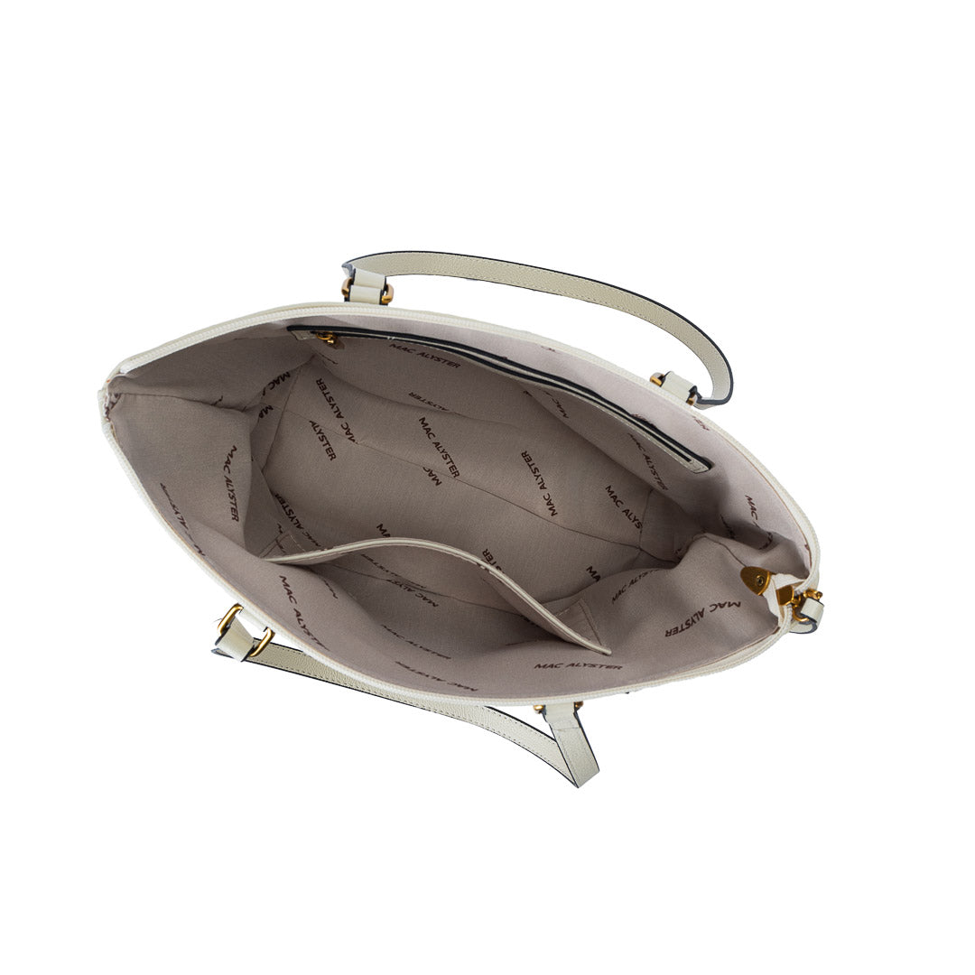MAC ALYSTER Inès sac cabas cuir Beige/écru vachette