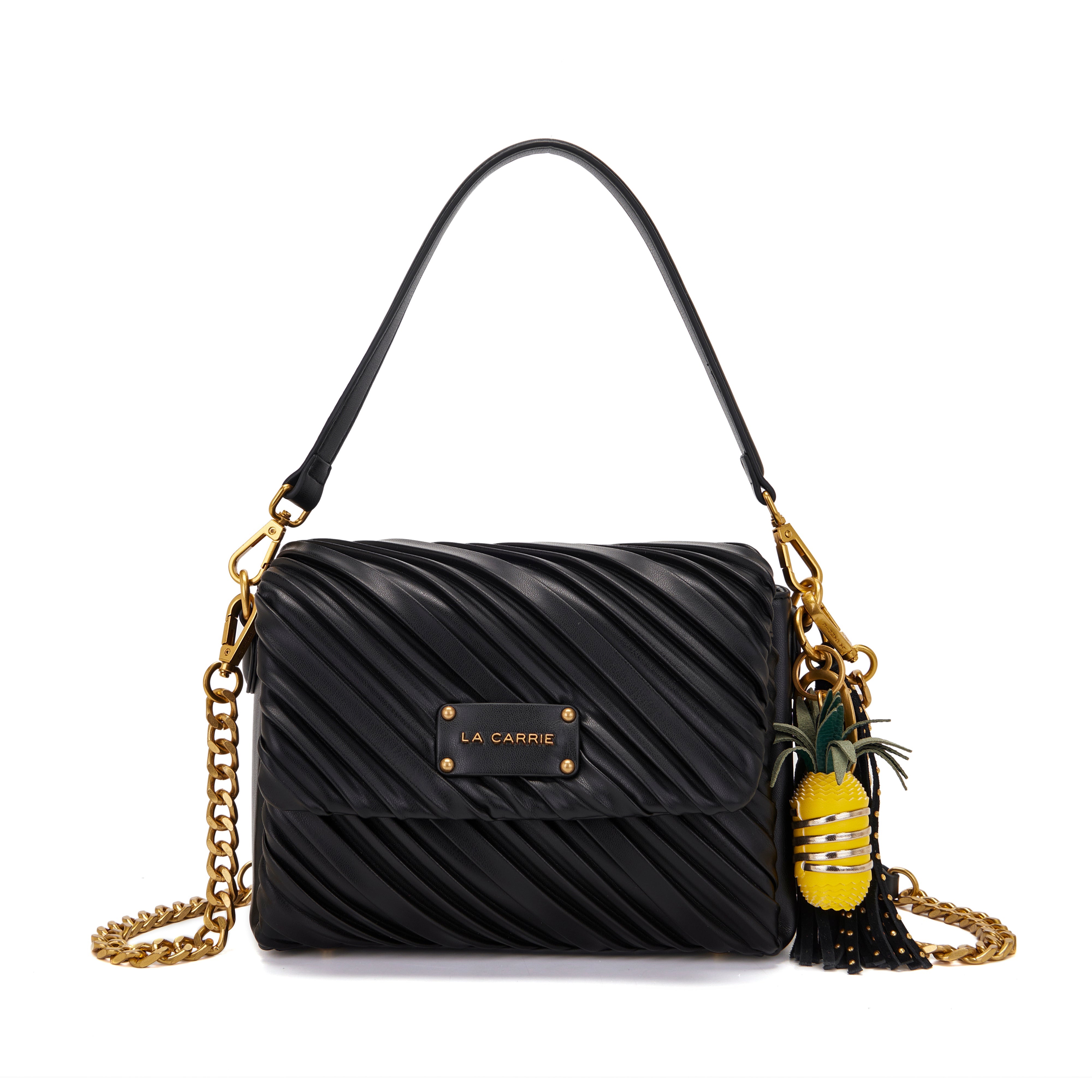 La Carrie Plissè sac bandoulière noir synthétique