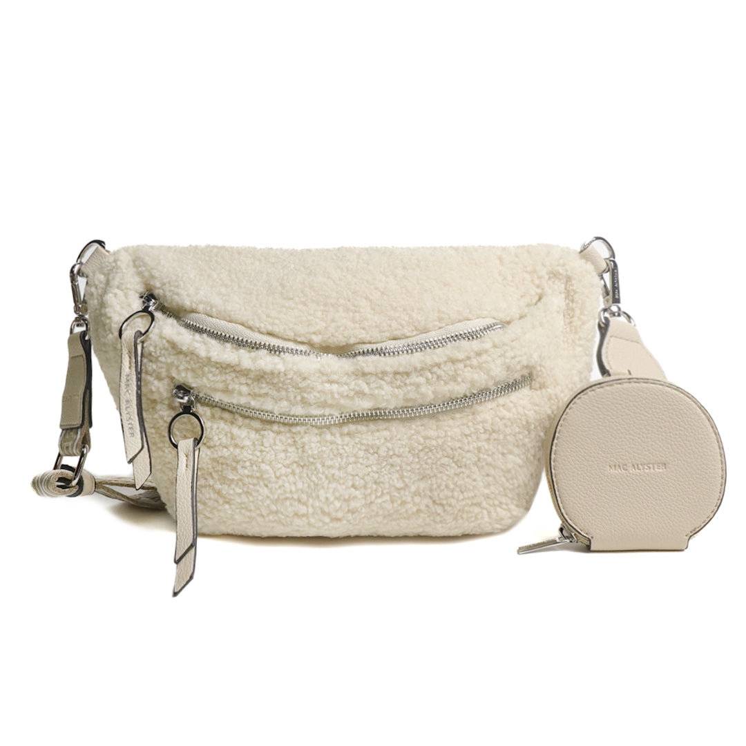 Mac Alyster Moumoute sac banane femme beige double poche