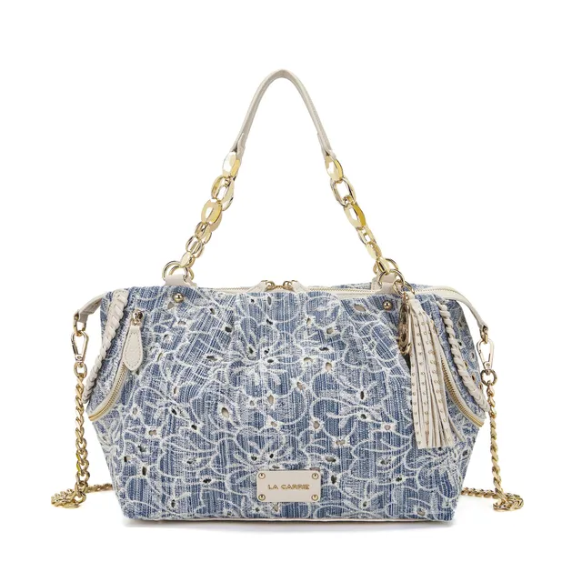 La Carrie Romantic sac shopping jeans brodé
