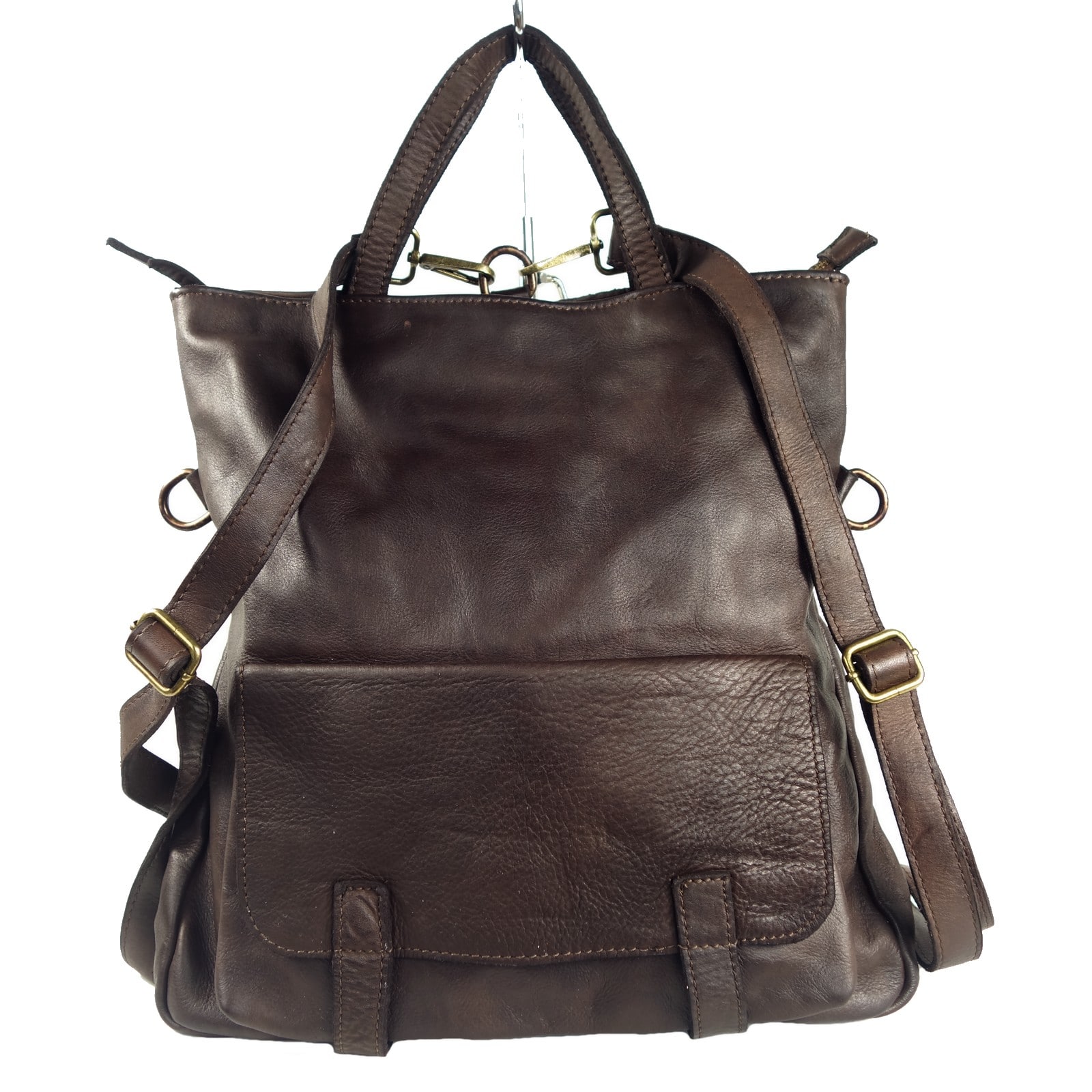 Collection Esprit Cuir Zeudi Sac à Dos Cuir Marron PC 16 Pouces