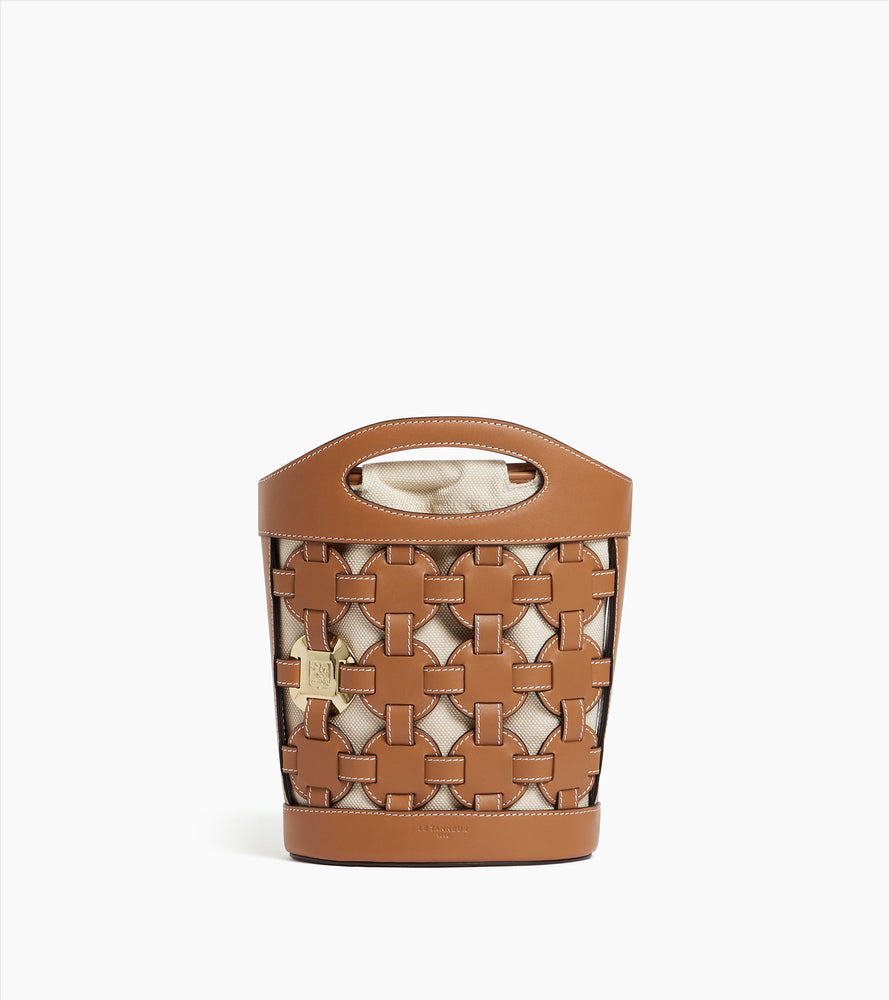 Le Tanneur Le Potier petit sac seau tan toile coton cuir