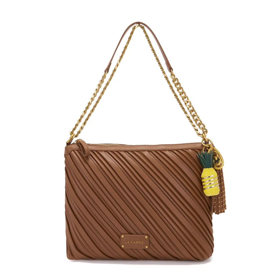 La Carrie Plissé sac épaule cognac plissé 31x10x22 cm