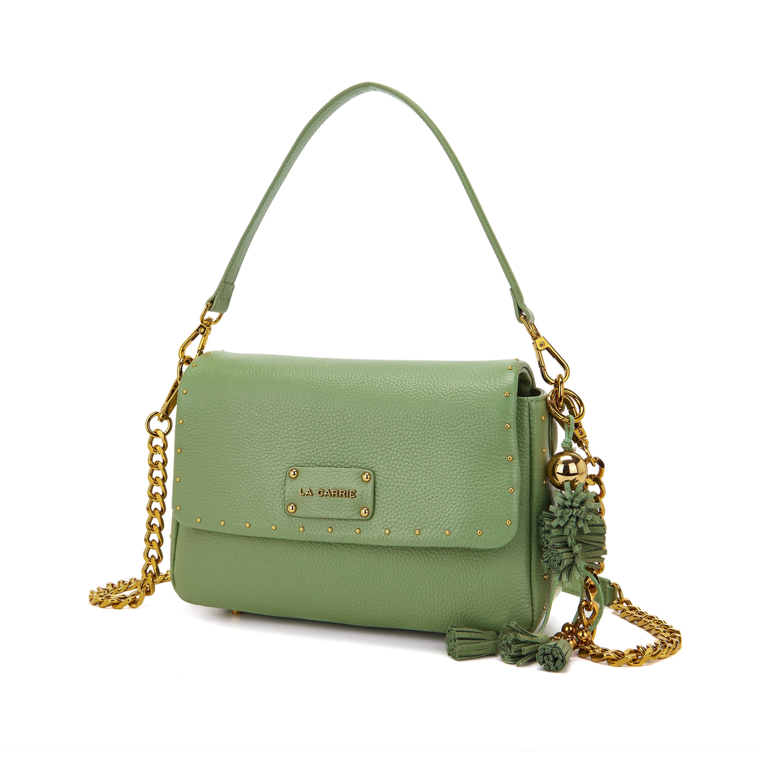 La Carrie Basic sac bandoulière sauge 29,5x12x16 cuir martelé