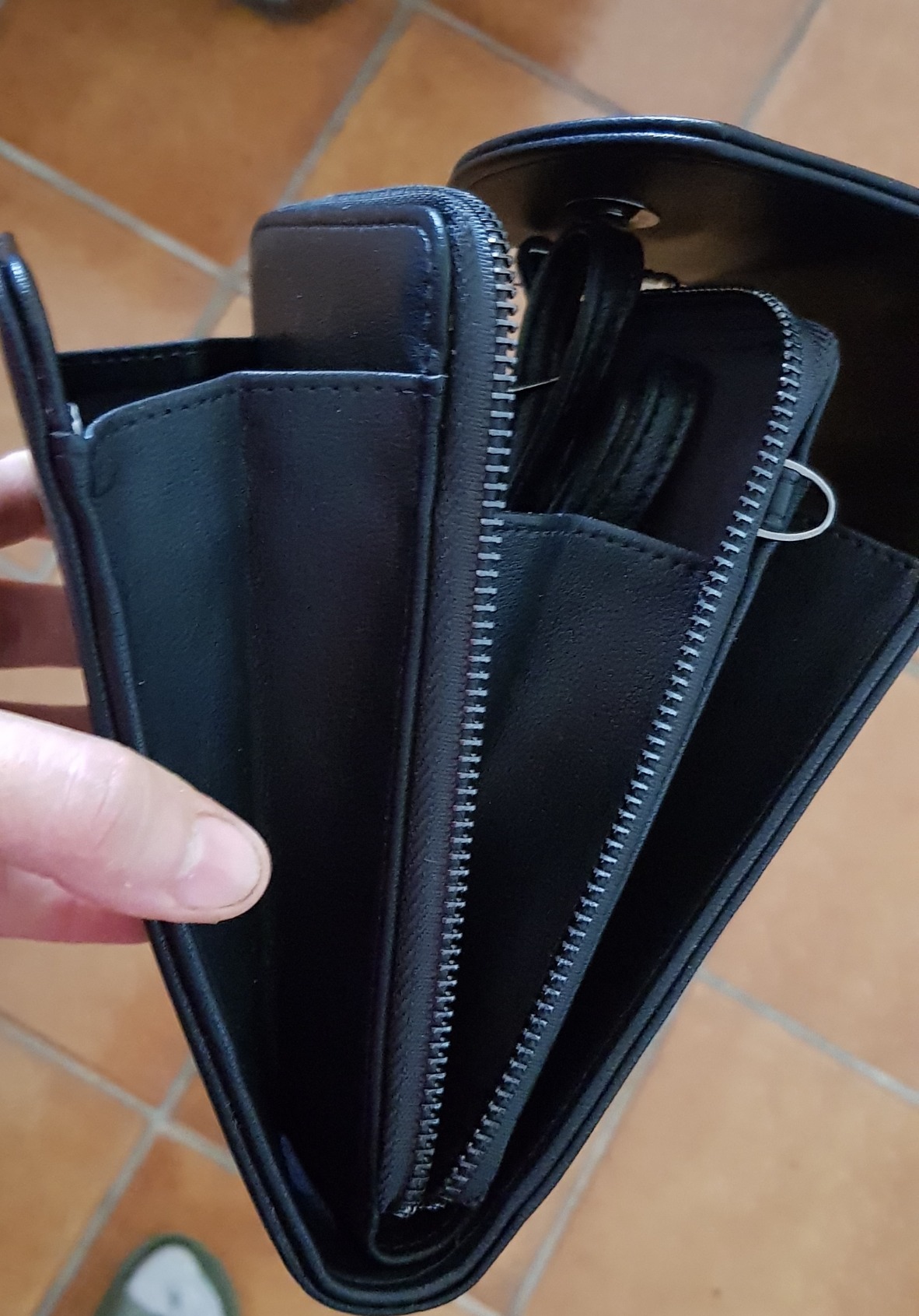 Gallantry Sacs Bandoulière Pochette Smartphone Noir Simili Cuir 11x18cm