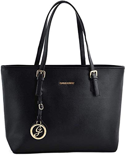 Gallantry Sacs Cabas Tote Bag Grand Format Blanc Noir Simili Cuir