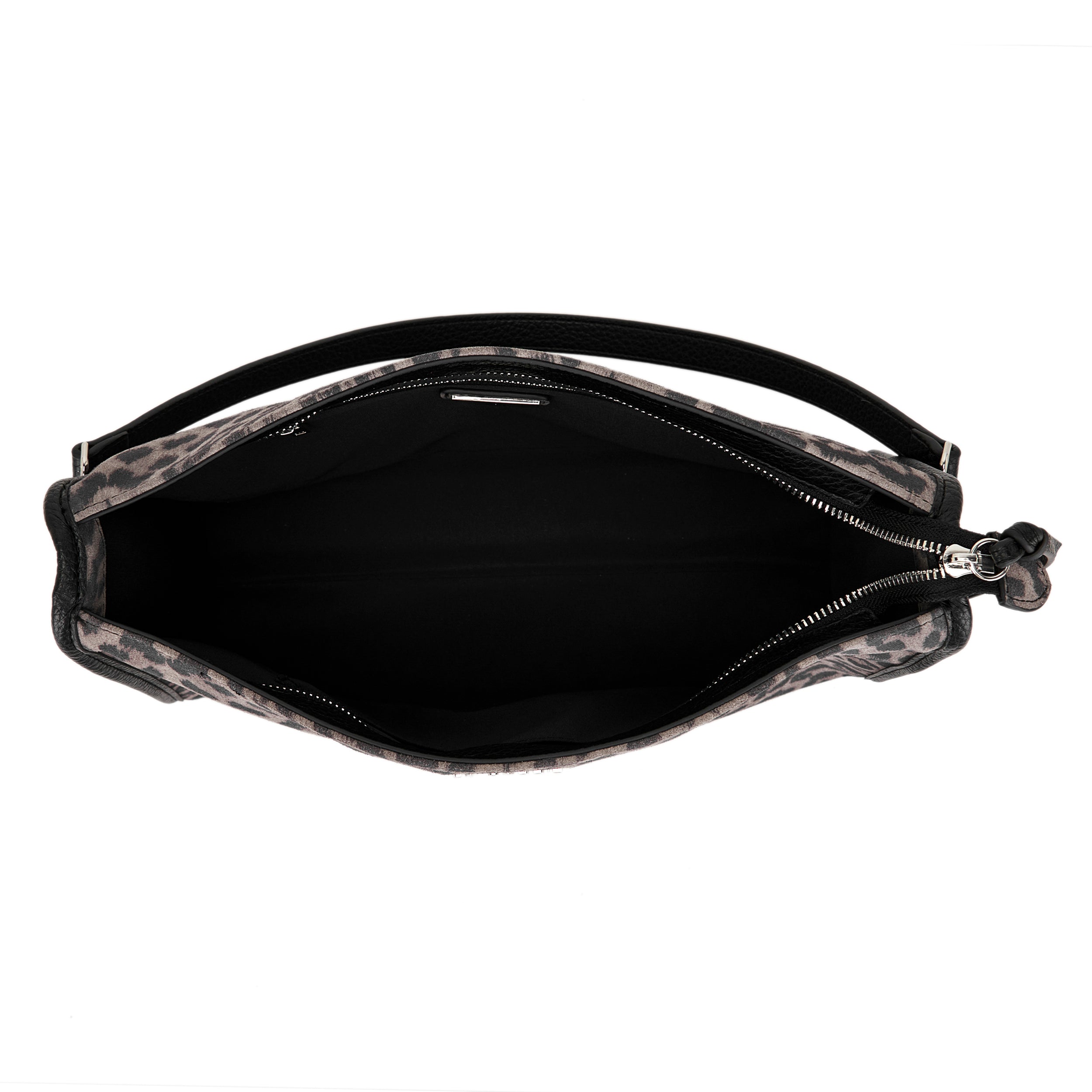 La Carrie Lio sac bandoulière gris 34x11x23 suède léopard