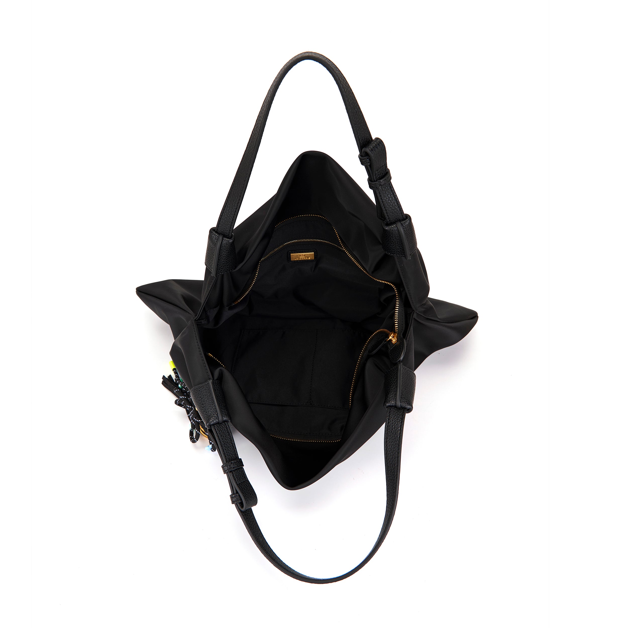 La Carrie Dark Wave sac shopping noir nylon drapé