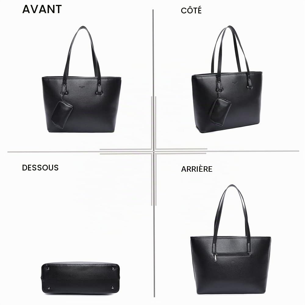 Gallantry Cabas Tote Bag grand sac Noir A4 PC 15,6" multipoches